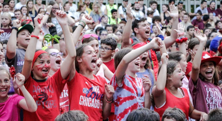 campers cheering together