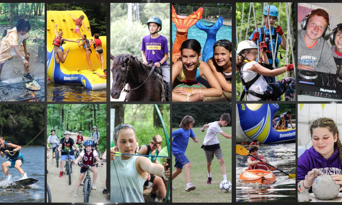 collage of campers at specialty activities