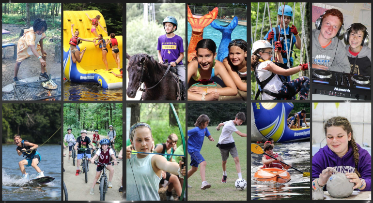 collage of campers at specialty activities